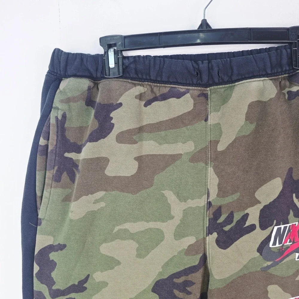 Nike Air Jordan Camo Fleece Joggers Mens Large Green Black CU2062-222 Read